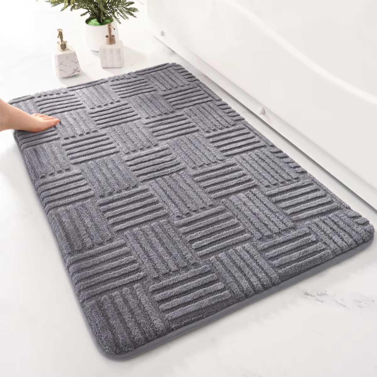 Thickened Bathroom Absorbent Mat Non-Slip Durable Toilet Anti-Slip Mat Decorative Door Mat Dirt-Resistant Entrance Mat