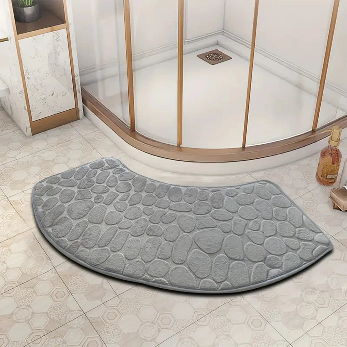 Curved Bathroom Mat Thickened Shower Room Absorbent Door Mat Toilet Bathroom Non-Slip Mat Dirt-Resistant Entrance Mat