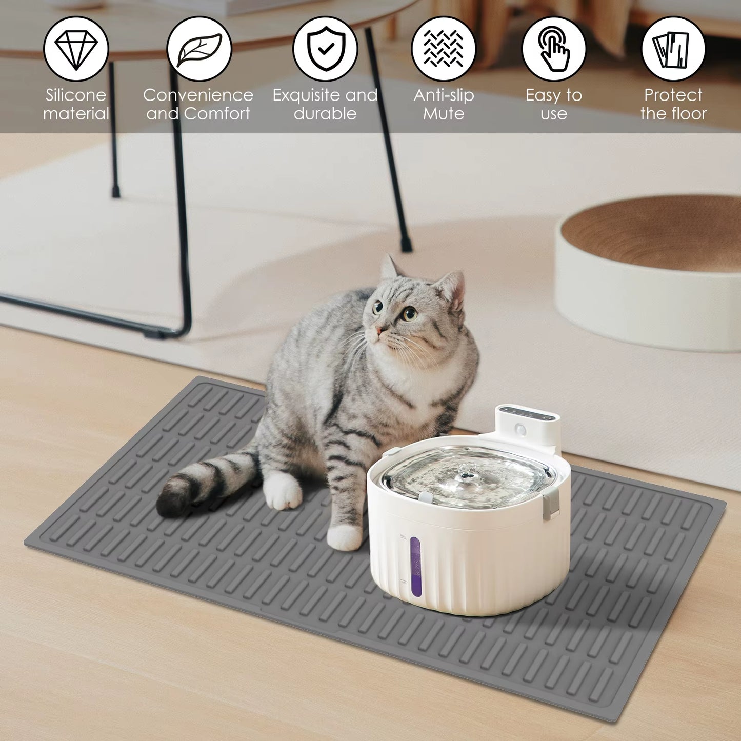 Silicone Cat Litter Mat 60X40Cm Waterproof Kitty Litter Trapping Mat Nonslip under Litter Box Mat Pet Clean Supplies Feeding Pad