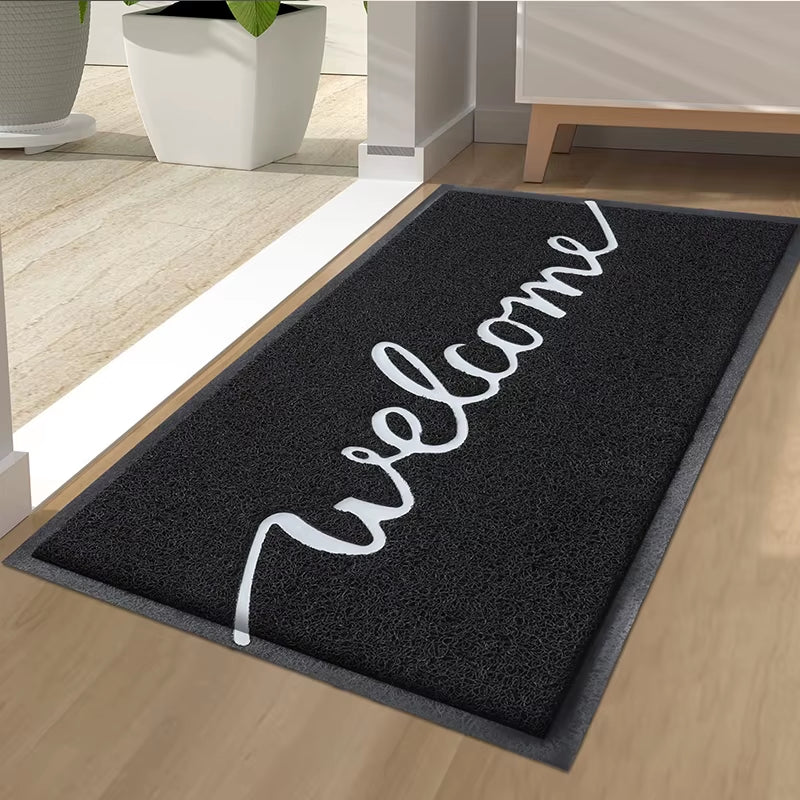 Welcome Entrance Lettered PVC Door Mat Indoor Non Slip Rubber Door Mat Dirt Trap Absorbent Door Mat Washable Floor Mat