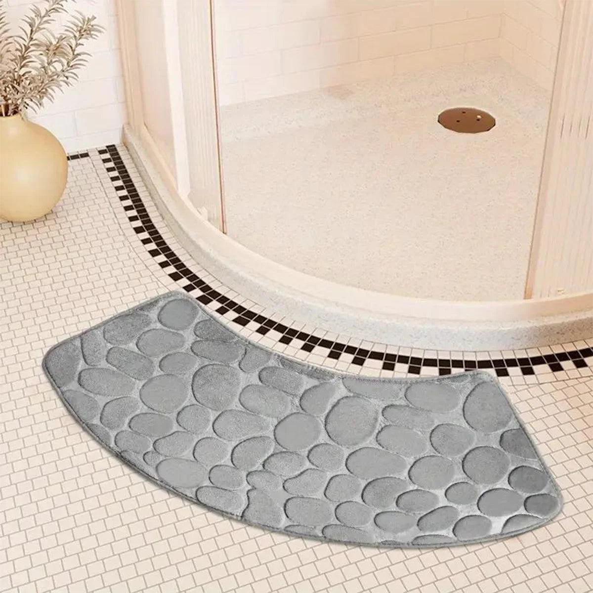 Curved Bathroom Mat Thickened Shower Room Absorbent Door Mat Toilet Bathroom Non-Slip Mat Dirt-Resistant Entrance Mat