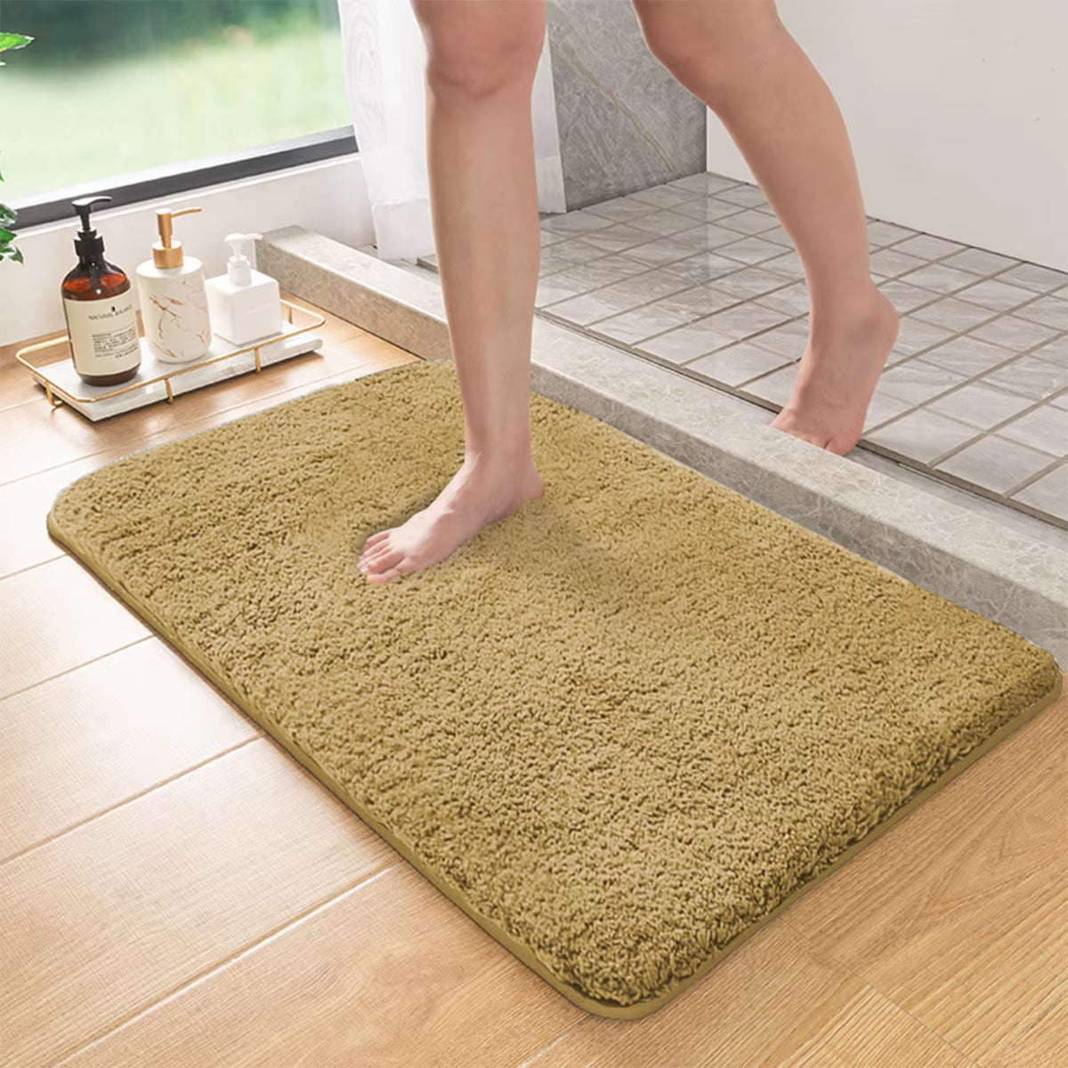 Long Hair Absorbent Bathroom Mat Furry Shower Room Foot Wiping Mat Toilet Non-Slip Mat Entrance Mat