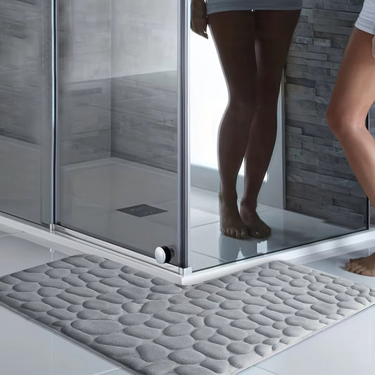 Shower Room L-Shaped Embossed Absorbent Foot Mat Furry Bathroom Floor Mat Thick Non-Slip Bathroom Mat Entrance Mat