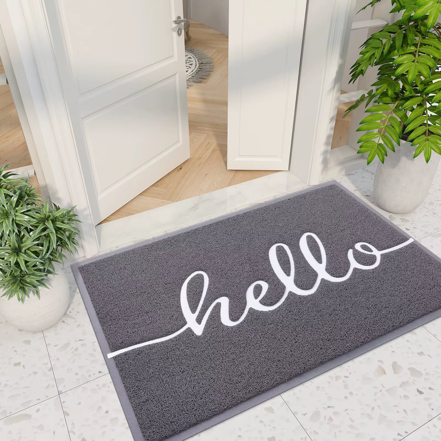 Welcome Entrance Lettered PVC Door Mat Indoor Non Slip Rubber Door Mat Dirt Trap Absorbent Door Mat Washable Floor Mat