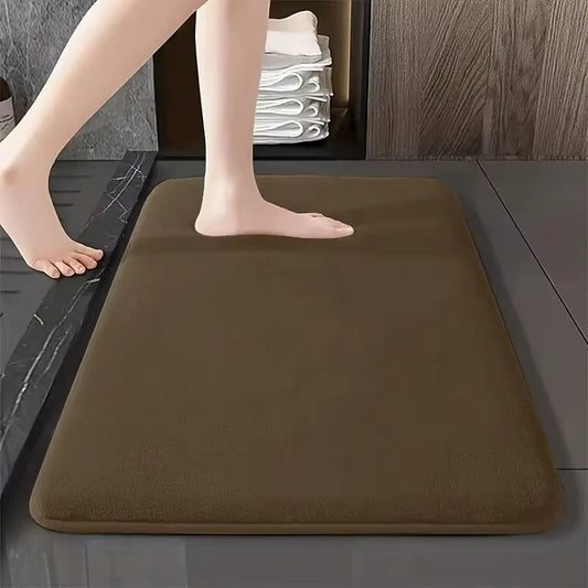 Solid Color Bathroom Mat Bathroom Floor Mat Door Mat Household Non Slip Foot Mat Coral Velvet Absorbent Quick Drying Door Mat