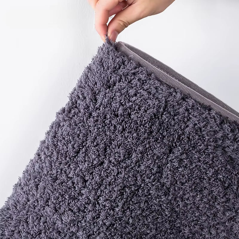 Long Hair Absorbent Bathroom Mat Furry Shower Room Foot Wiping Mat Toilet Non-Slip Mat Entrance Mat