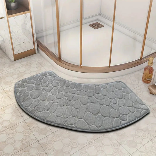 Curved Bathroom Mat Thickened Shower Room Absorbent Door Mat Toilet Bathroom Non-Slip Mat Dirt-Resistant Entrance Mat