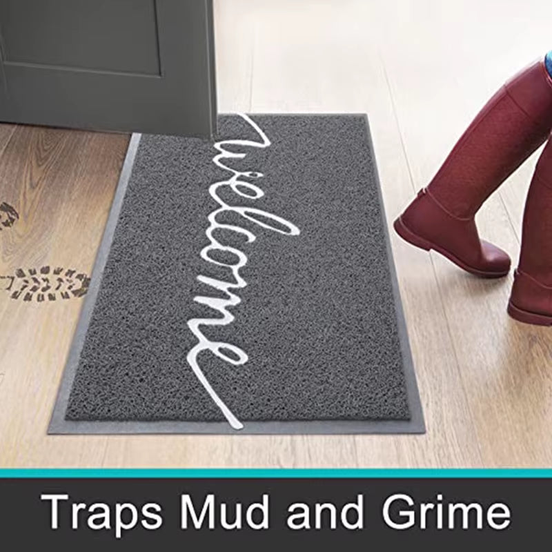 Welcome Entrance Lettered PVC Door Mat Indoor Non Slip Rubber Door Mat Dirt Trap Absorbent Door Mat Washable Floor Mat