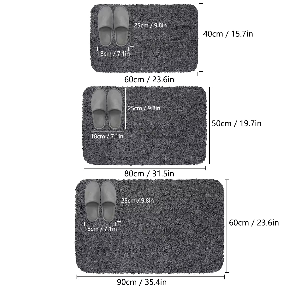 Long Hair Absorbent Bathroom Mat Furry Shower Room Foot Wiping Mat Toilet Non-Slip Mat Entrance Mat