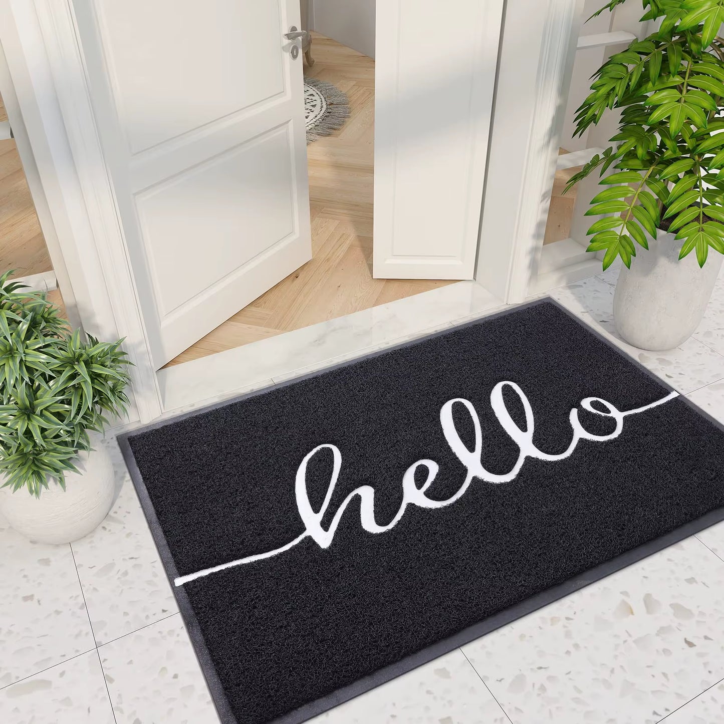 Welcome Entrance Lettered PVC Door Mat Indoor Non Slip Rubber Door Mat Dirt Trap Absorbent Door Mat Washable Floor Mat