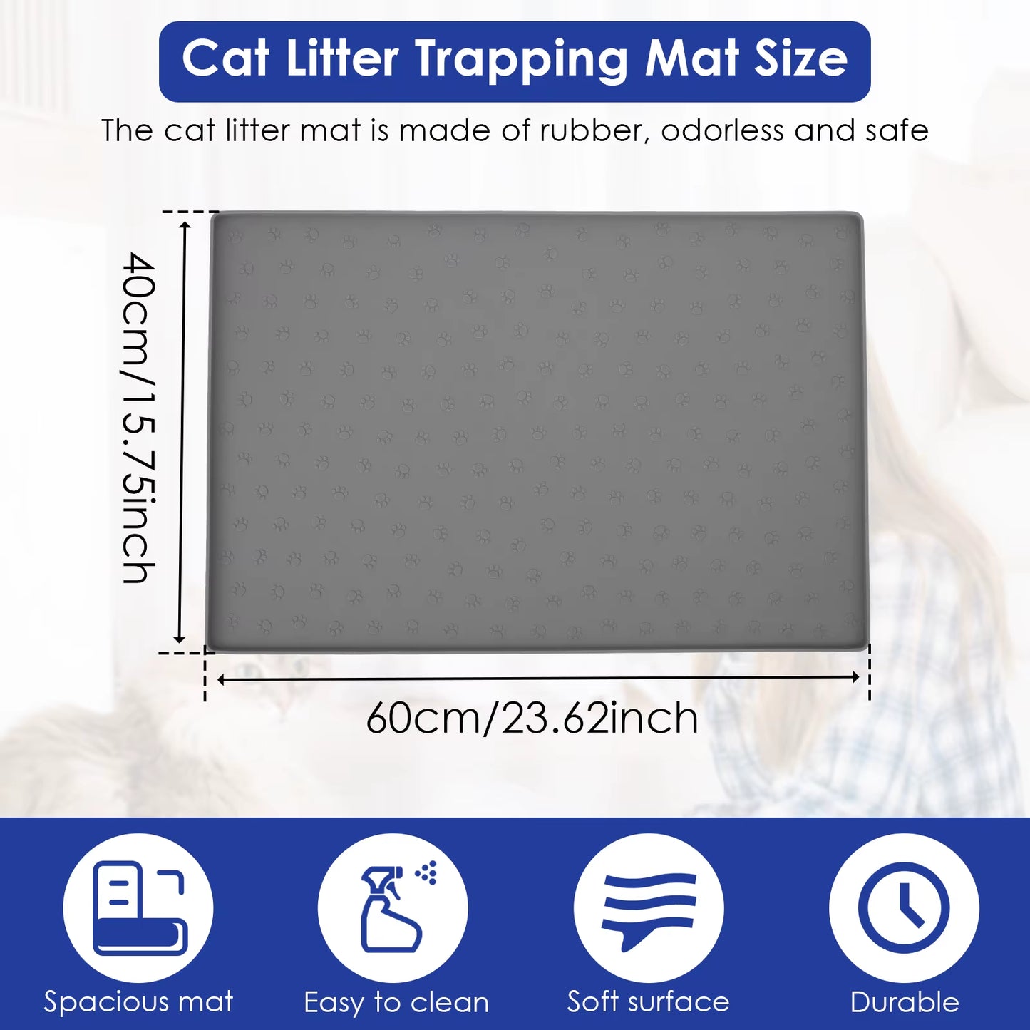 Silicone Cat Litter Mat 60X40Cm Waterproof Kitty Litter Trapping Mat Nonslip under Litter Box Mat Pet Clean Supplies Feeding Pad