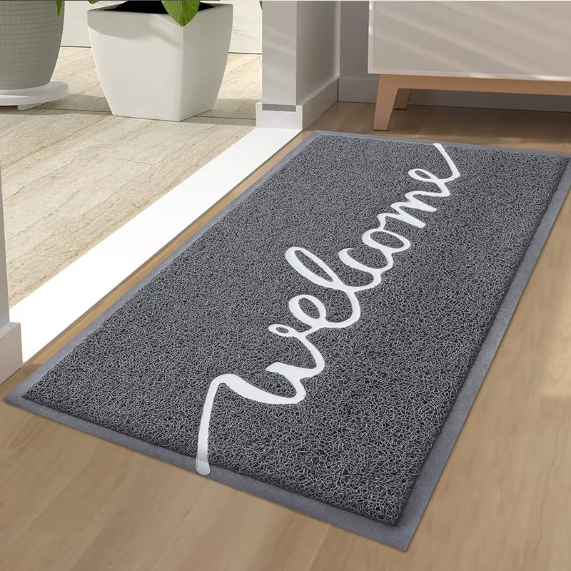 Welcome Entrance Lettered PVC Door Mat Indoor Non Slip Rubber Door Mat Dirt Trap Absorbent Door Mat Washable Floor Mat