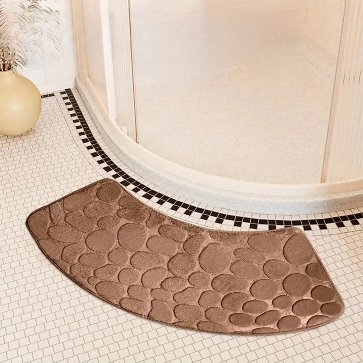 Curved Bathroom Mat Thickened Shower Room Absorbent Door Mat Toilet Bathroom Non-Slip Mat Dirt-Resistant Entrance Mat