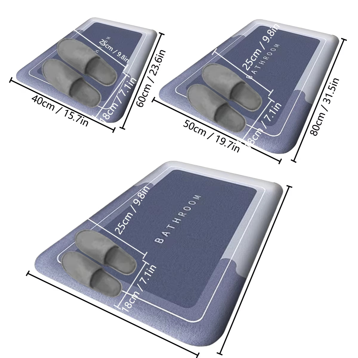 Thickened Bathroom Absorbent Mat Simple Door Dirt-Resistant Mat Home Kitchen Mat Quick-Drying Foot Mat Non-Slip Entry Mat